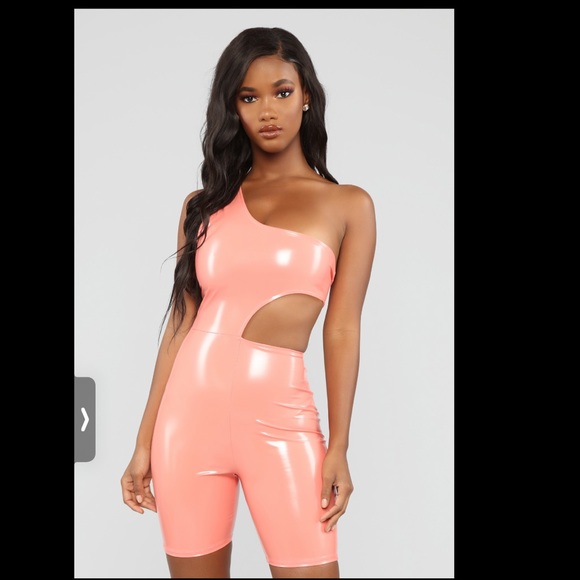 Fashion Nova Pants - Fashion Nova “ Slick Operator Latex Biker Romper “